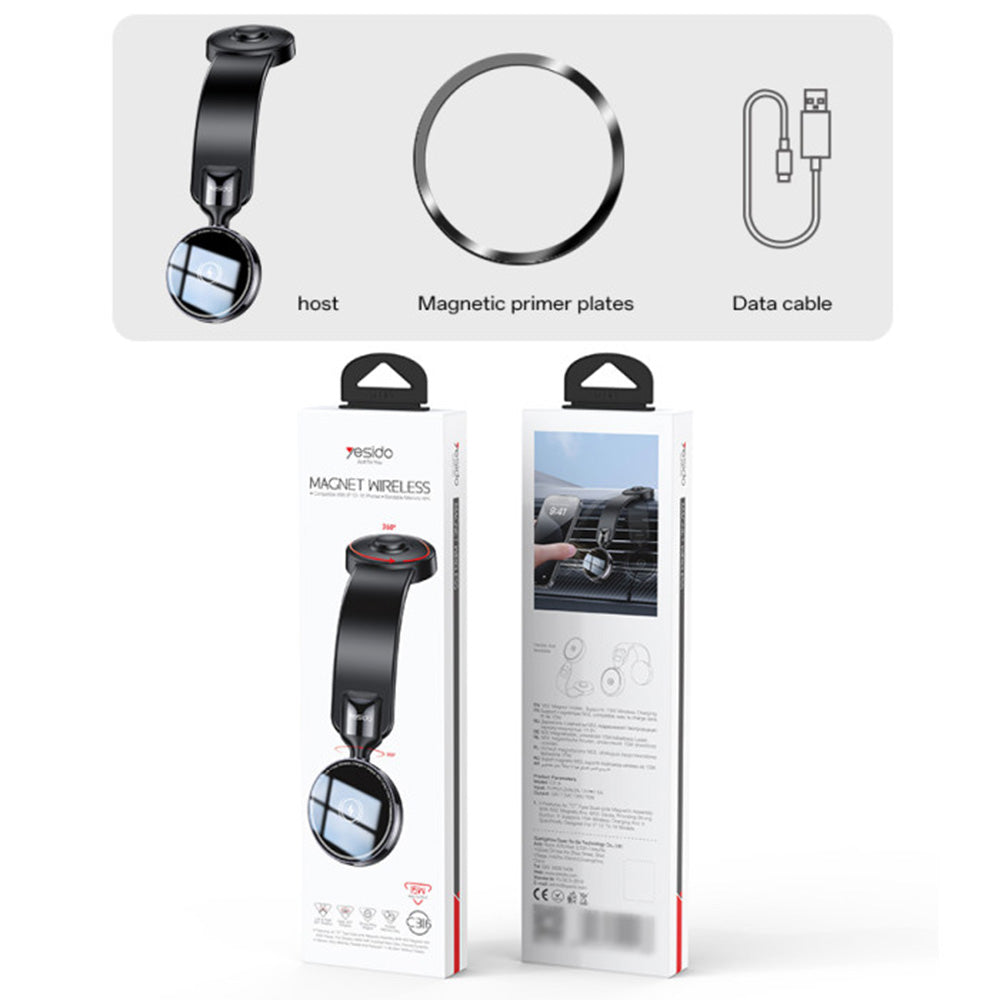 Bezdrátová autonabíječka Yesido C316, 15W, 1.67A, Černá