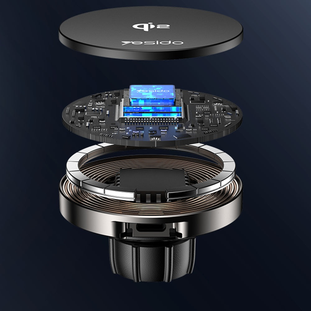 Bezdrátová auto nabíječka Yesido DS30, 15W, 1.67A, Černá