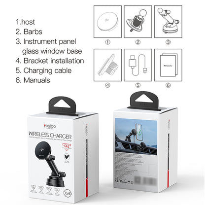 Bezdrátová auto nabíječka Yesido DS30, 15W, 1.67A, Černá