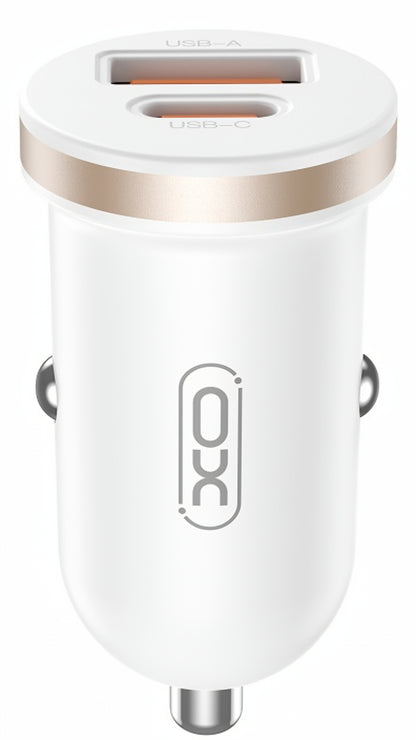 Auto nabíječka XO Design CC56, 30W, 3A, 1 x USB-A - 1 x USB-C, Bílá