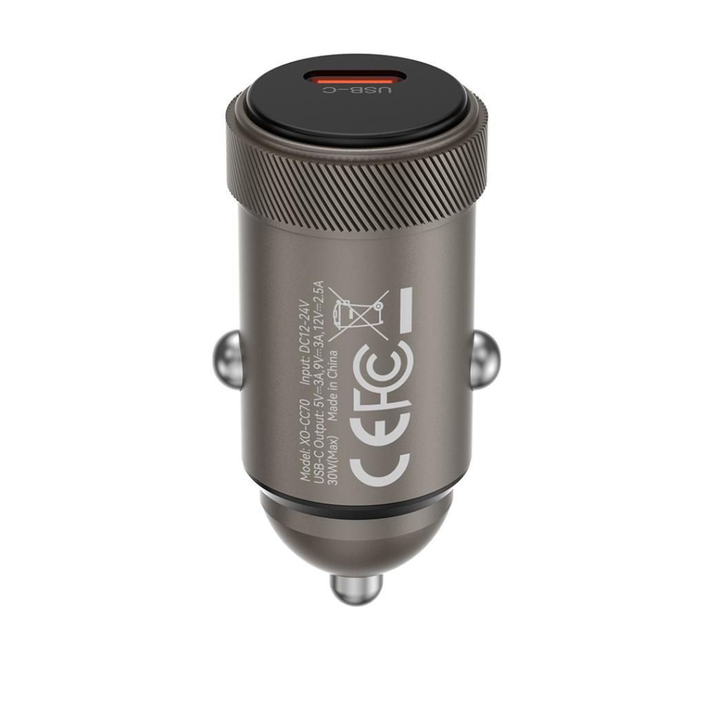 Auto nabíječka XO Design CC70, 30W, 3A, 1 x USB-C, Černá