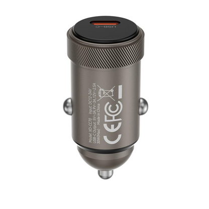 Auto nabíječka XO Design CC70, 30W, 3A, 1 x USB-C, Černá
