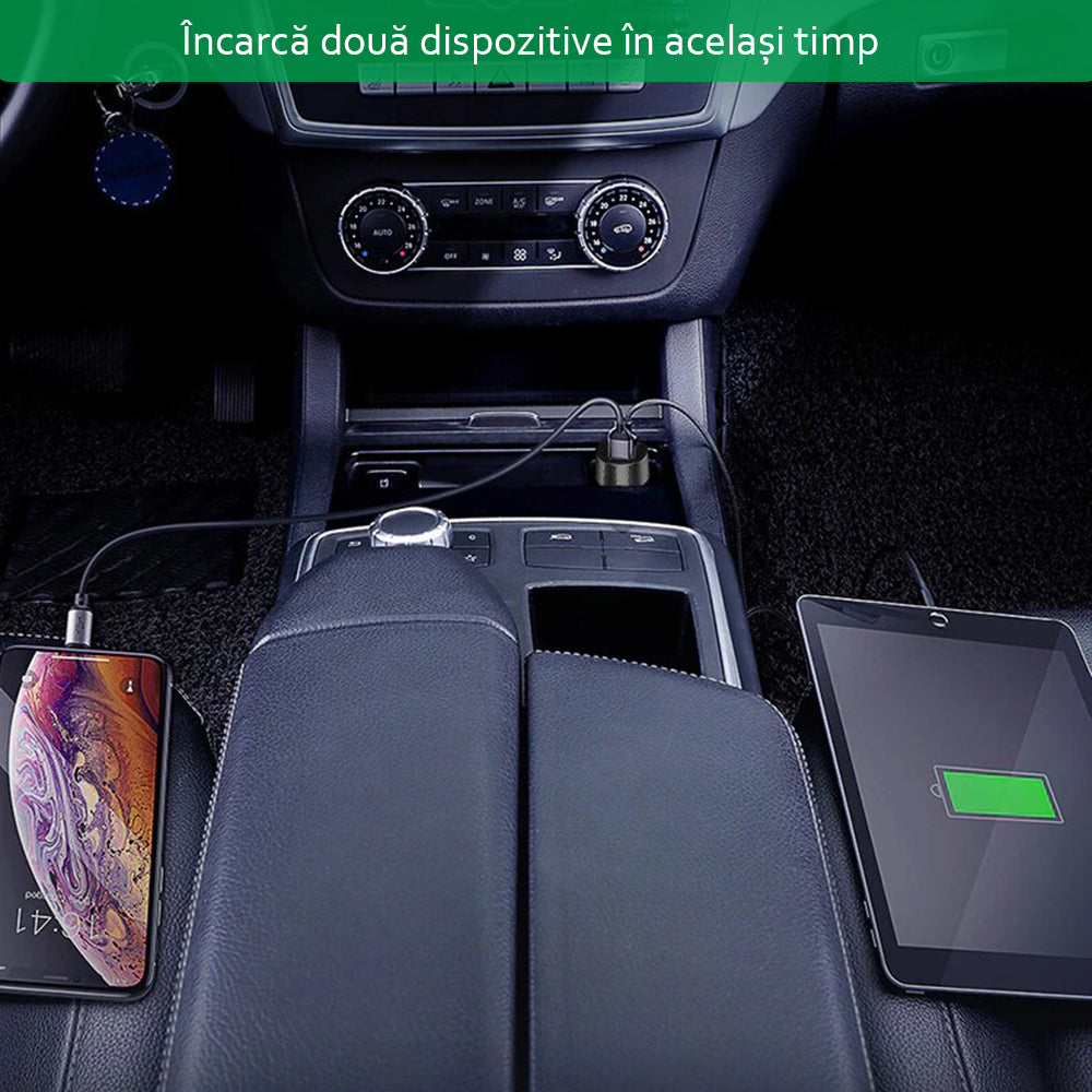 Auto nabíječka Yesido Y31 Display, 18W, 3A, 2 x USB-A, Černá