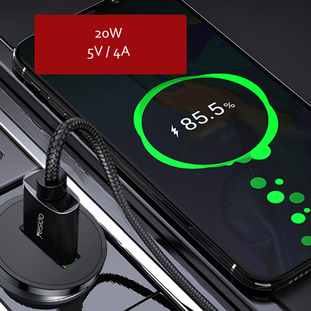 Auto nabíječka Yesido Y38, 18W, 3A, 1 x USB-A, Černá