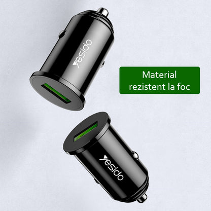 Auto nabíječka Yesido Y38, 18W, 3A, 1 x USB-A, Černá