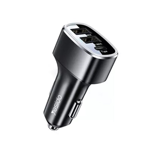 Auto nabíječka Yesido Y47, 49W, 3A, 2 x USB-A - 1 x USB-C, Černá