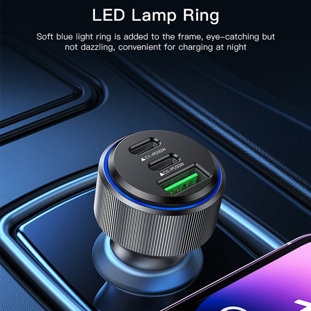 Auto nabíječka Yesido Y50, 60W, 3A, 1 x USB-A - 2 x USB-C, Černá