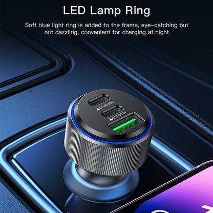 Auto nabíječka Yesido Y50, 60W, 3A, 1 x USB-A - 2 x USB-C, Černá