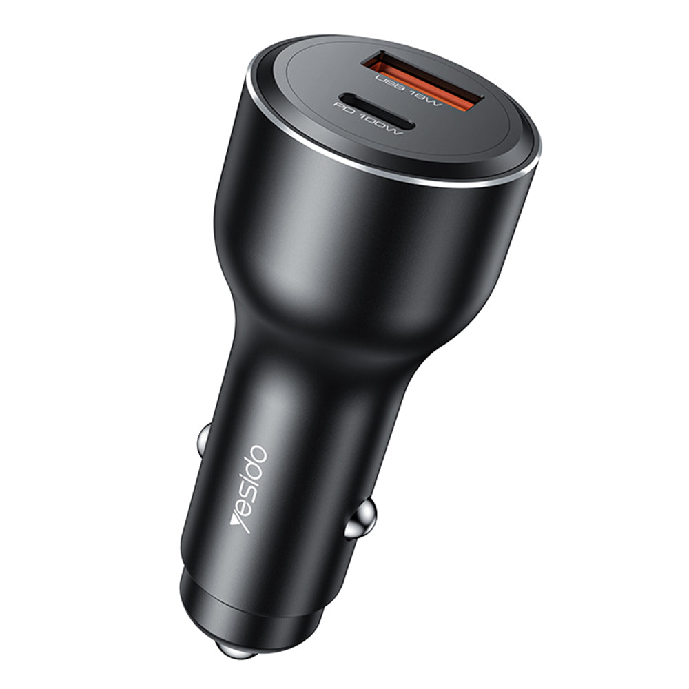 Auto nabíječka Yesido Y65, 100W, 5A, 1 x USB-A - 1 x USB-C, Černá