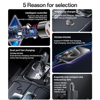 Autonabíječka Yesido Y69, 30W, 3A, 2 x USB-C, Černá