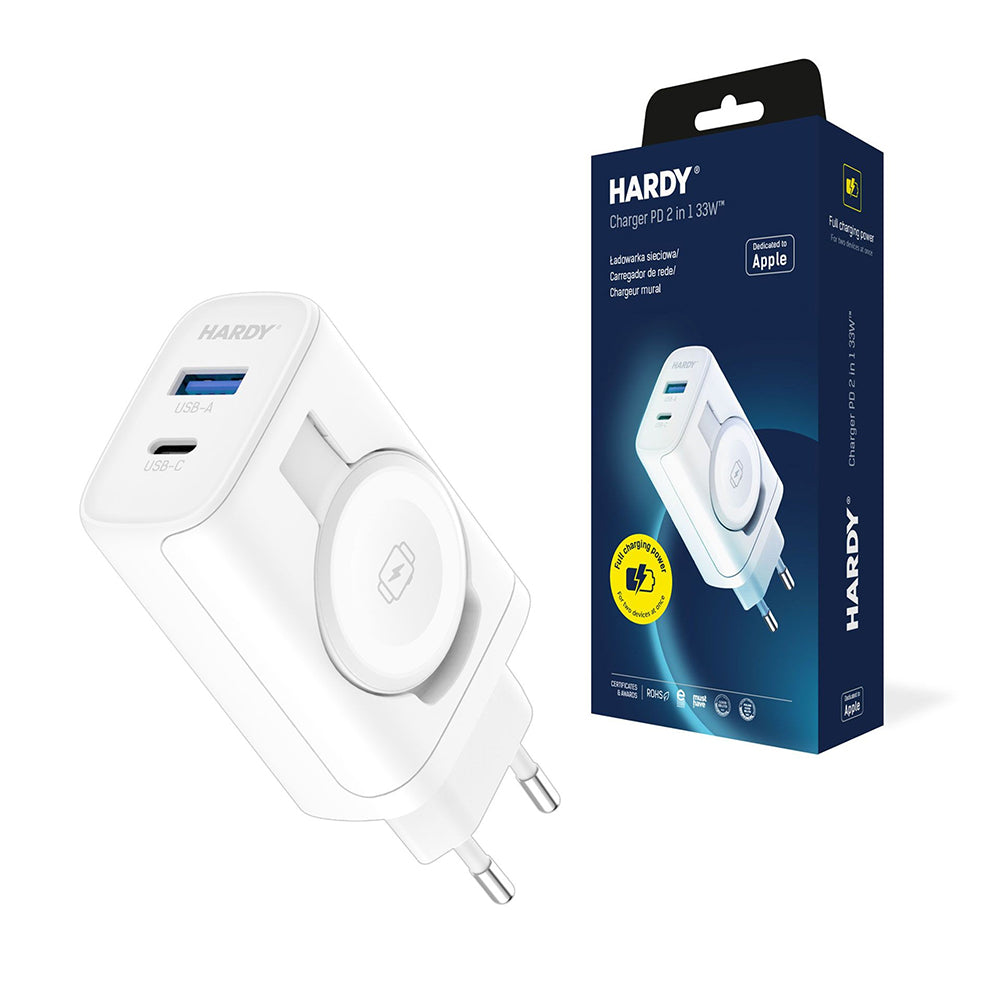 Síťová nabíječka 3MK Hardy 2v1, 33W, 3A, 1 x USB-A - 1 x USB-C, Bílá