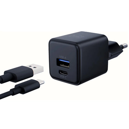 Síťová nabíječka 3MK Hyper, 20W, 3A, 1 x USB-A - 1 x USB-C, Černá