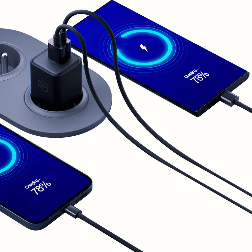 Síťová nabíječka 3MK Hyper, 20W, 3A, 1 x USB-A - 1 x USB-C, Černá
