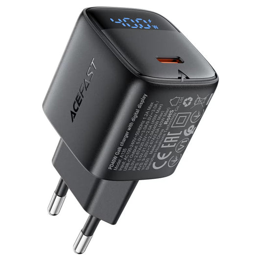 Síťová nabíječka Acefast A135 Display, 45W, 3A, 1 x USB-C, černá