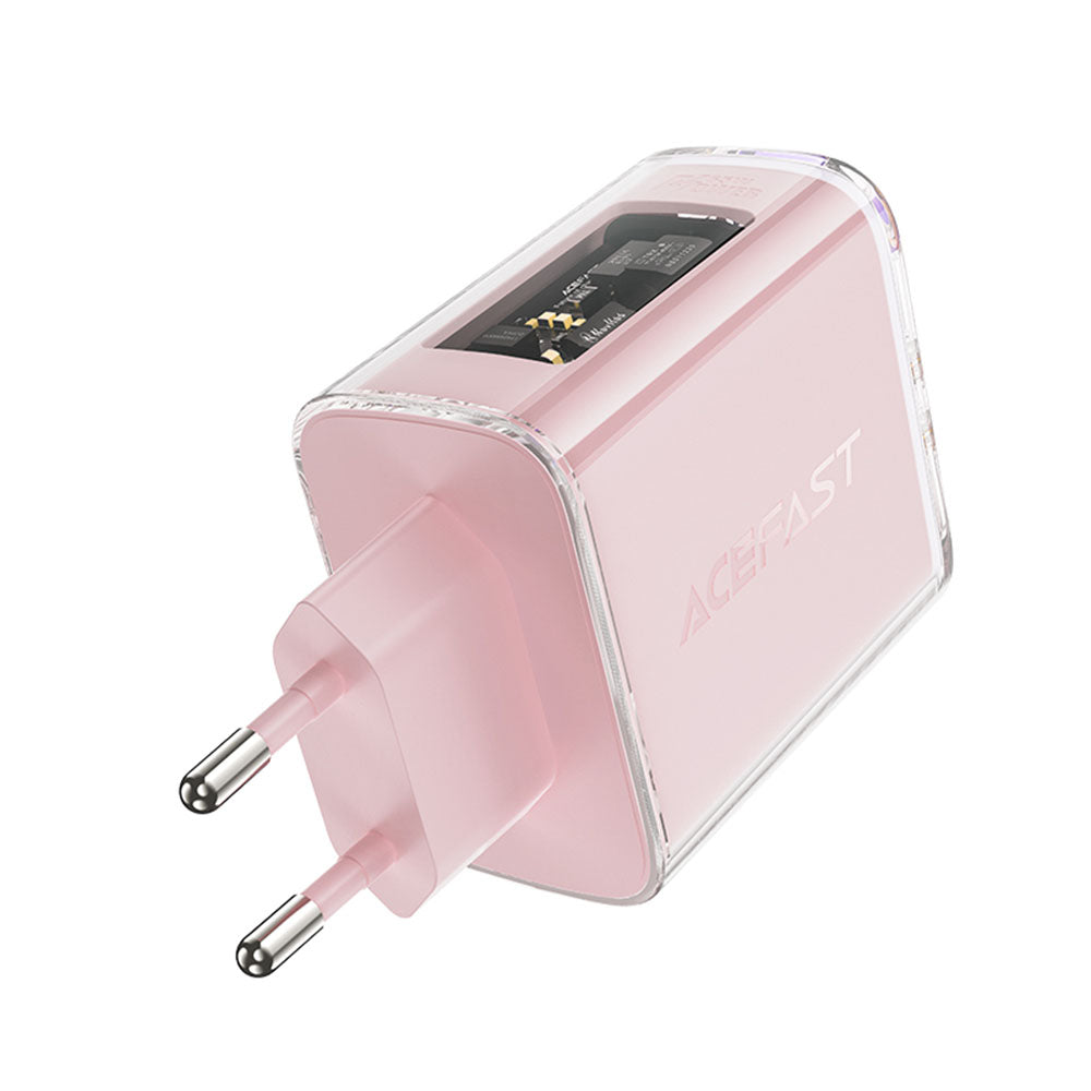 Acefast A45 Exploration Network Charger, 65W, 3.25A, 1 x USB-A - 2 x USB-C, Pink