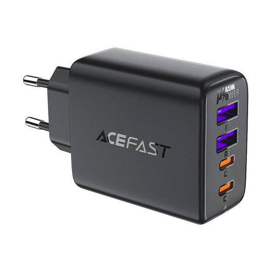 Síťová nabíječka Acefast A61, 45W, 3A, 2 x USB-A - 2 x USB-C, černá