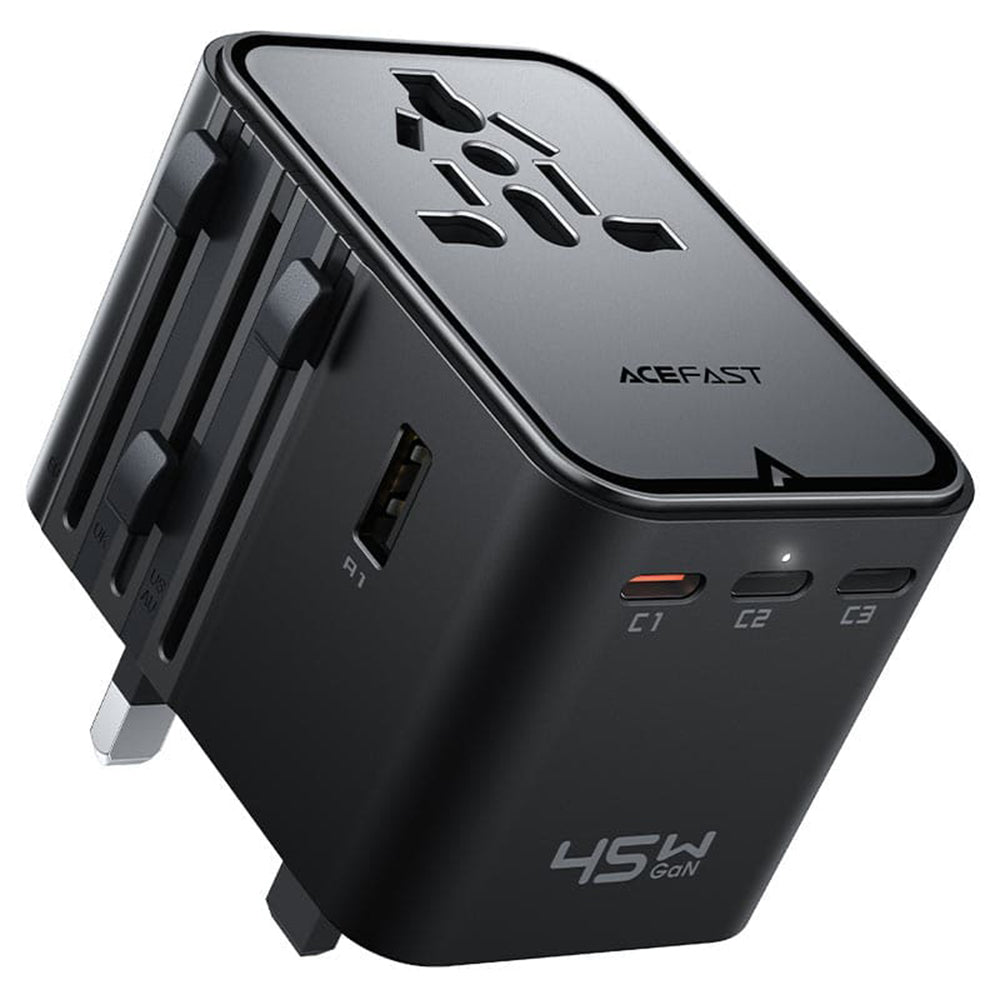 Síťová nabíječka Acefast Z8 Travel, 45W, 3A, 2 x USB-A - 3 x USB-C, černá