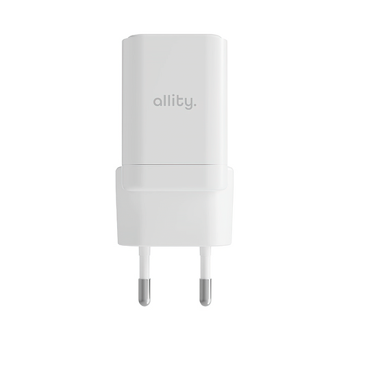 Síťová nabíječka Allity. ATC-01-30WAC Mini, 30W, 3A, 1 x USB-A - 1 x USB-C, Bílá