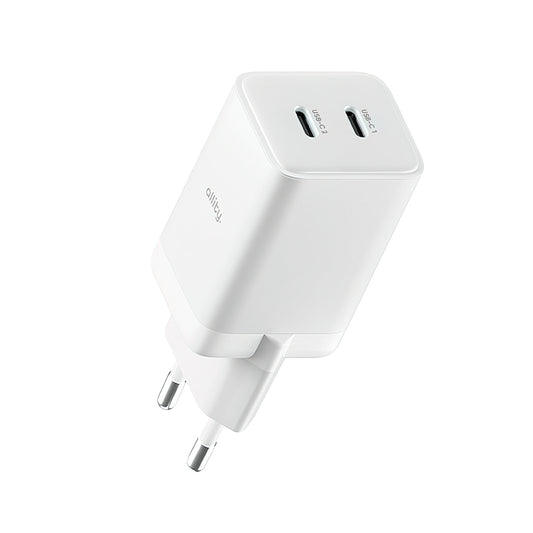Síťová nabíječka Allity. ATC-01-45WCC Fast, 45W, 3A, 2 x USB-C, Bílá
