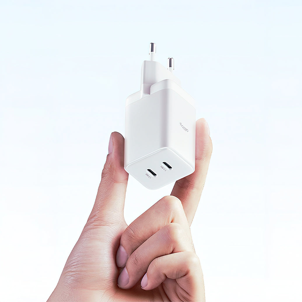 Síťová nabíječka Allity. ATC-01-45WCC Fast, 45W, 3A, 2 x USB-C, Bílá