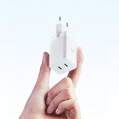 Síťová nabíječka Allity. ATC-01-45WCC Fast, 45W, 3A, 2 x USB-C, Bílá
