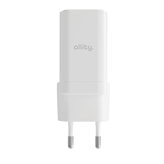 Síťová nabíječka Allity. ATC-01-45WCC Fast, 45W, 3A, 1 x USB-A - 1 x USB-C, Bílá.