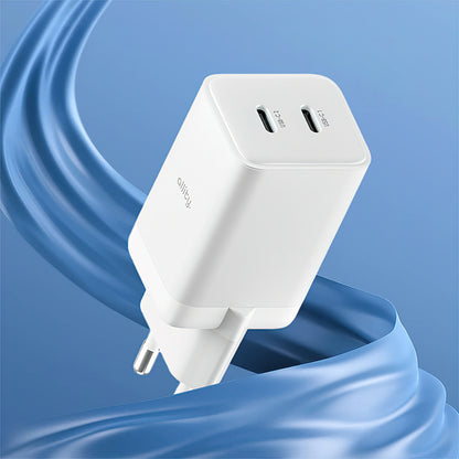 Síťová nabíječka Allity. ATC-01-45WCC Fast, 45W, 3A, 2 x USB-C, Bílá