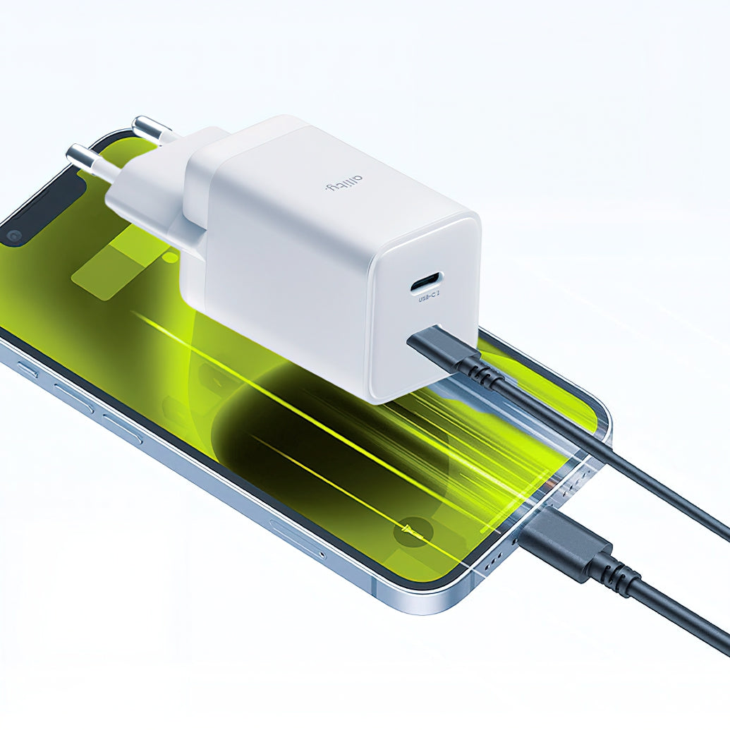 Síťová nabíječka Allity. ATC-01-45WCC Fast, 45W, 3A, 2 x USB-C, Bílá