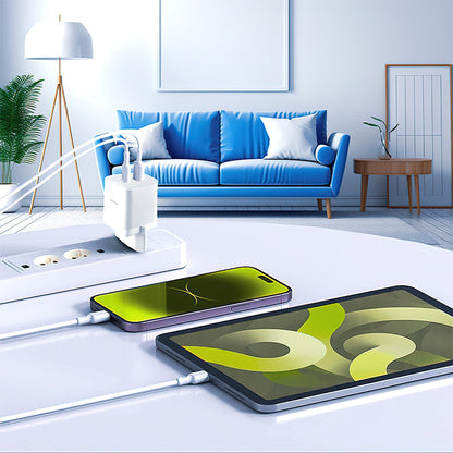 Síťová nabíječka Allity. ATC-01-45WCC Fast, 45W, 3A, 2 x USB-C, Bílá