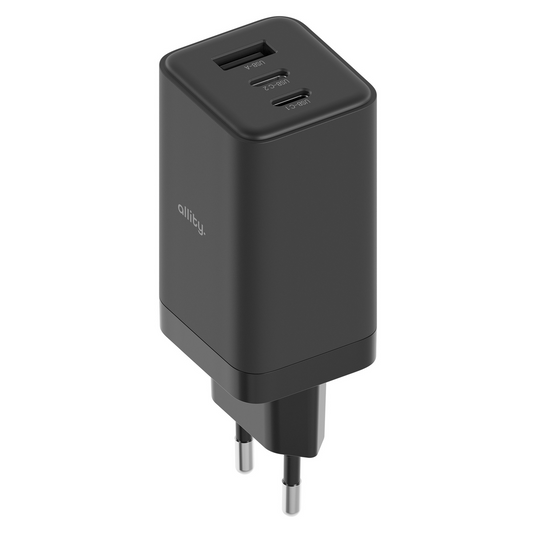 Allity Network Charger. ATC-01-65WACC Fast, 65W, 3.25A, 1 x USB-A - 2 x USB-C, Black