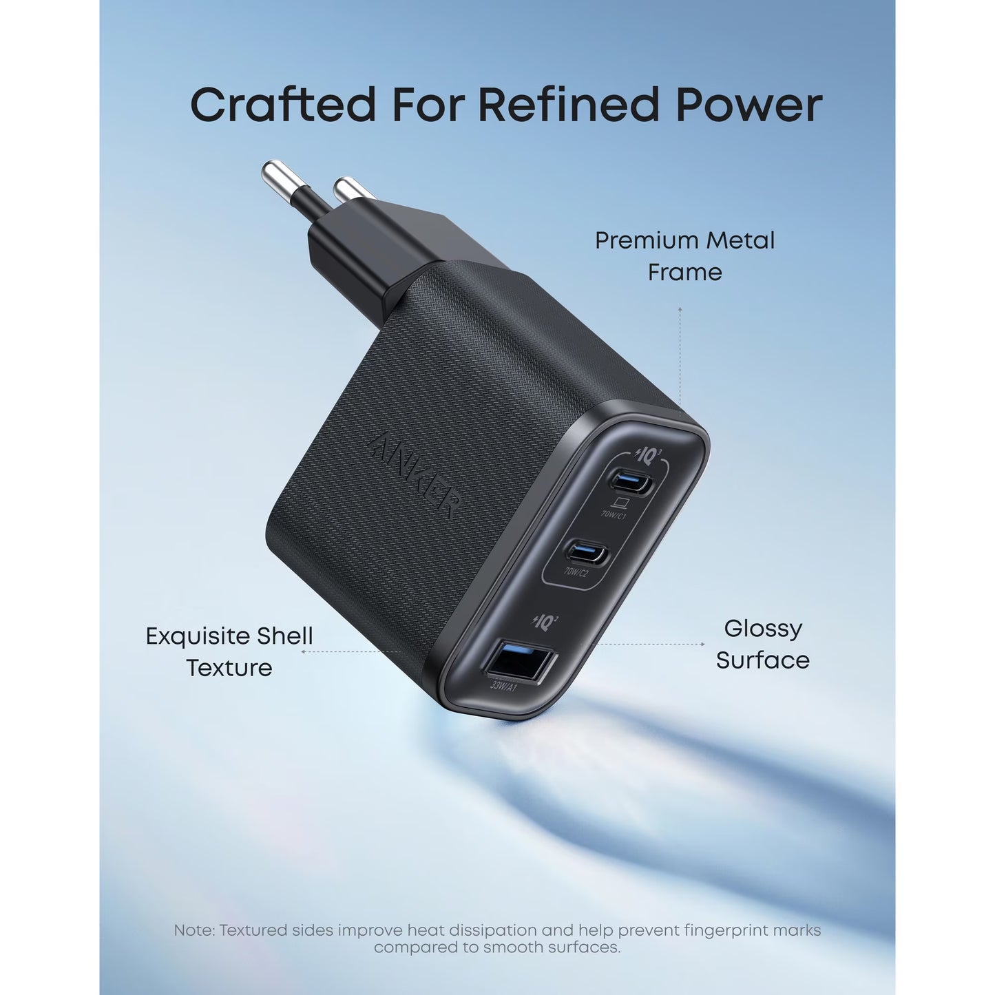 Síťová nabíječka Anker Nano, 70W, 3.5A, 1 x USB-A - 2 x USB-C, Černá A121AL11