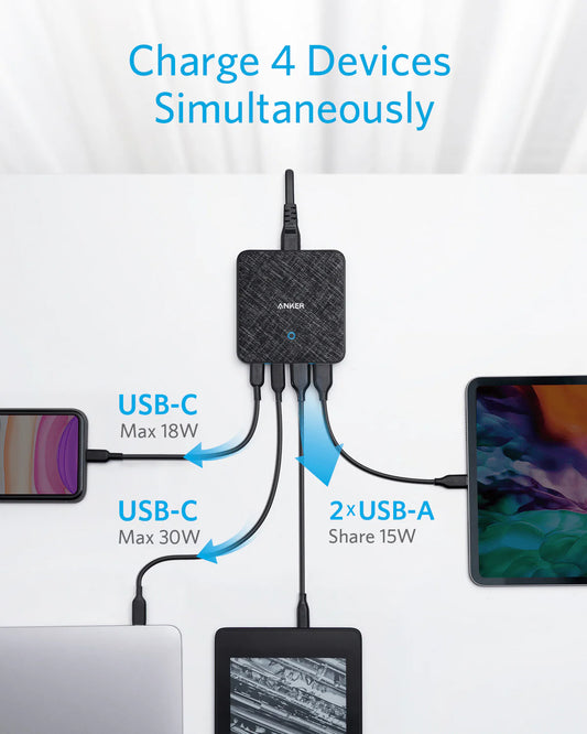 Nabíječka stanice Anker PowerPort Atom III, 65W, 3A, 2 x USB-A - 2 x USB-C, černá A2046G12