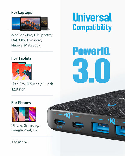 Nabíječka stanice Anker PowerPort Atom III, 65W, 3A, 2 x USB-A - 2 x USB-C, černá A2046G12