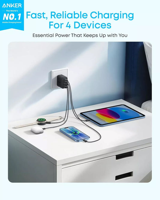 Síťová nabíječka Anker Zolo, 50W, 3A, 2 x USB-A - 2 x USB-C, černá A121EG11