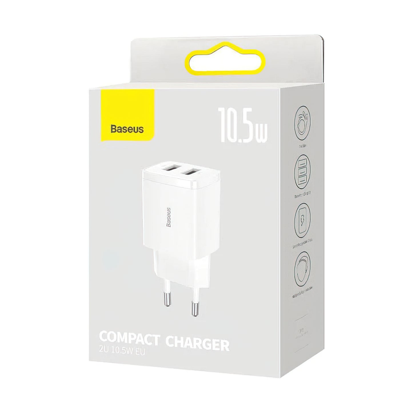 Nabíječka Baseus Compact, 10.5W, 2.1A, 2 x USB-A, Bílá CCXJ010202