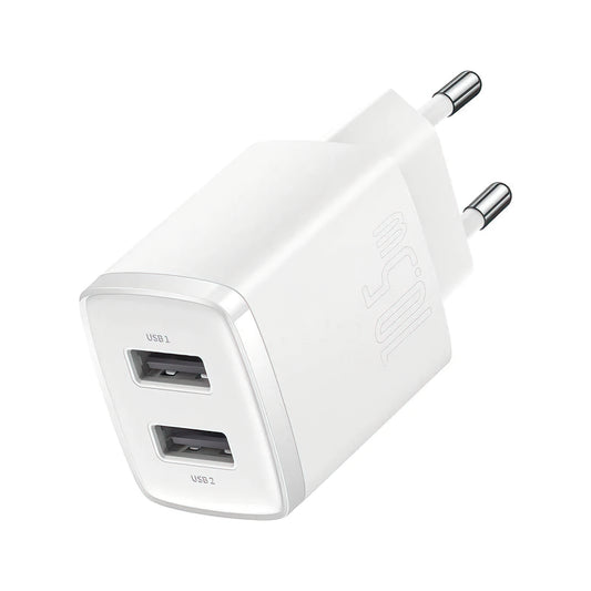 Nabíječka Baseus Compact, 10.5W, 2.1A, 2 x USB-A, Bílá CCXJ010202