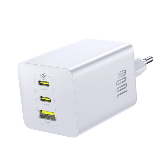 Síťová nabíječka Baseus EnerFill FE11, 100W, 5A, 1 x USB-A - 2 x USB-C, Bílá P10182102213-00