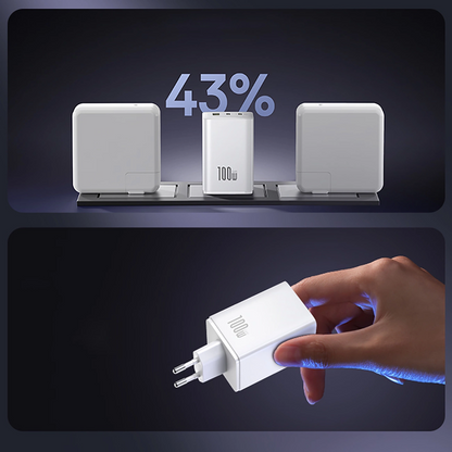 Síťová nabíječka Baseus EnerFill FE11, 100W, 5A, 1 x USB-A - 2 x USB-C, Bílá P10182102213-00