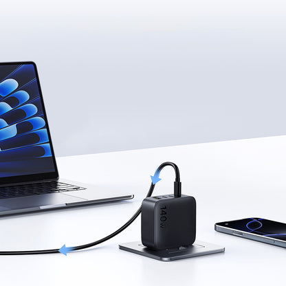 Síťová nabíječka Baseus EnerFill FH11, 140W, 5A, 1 x USB-A - 3 x USB-C, Černá E0121J00