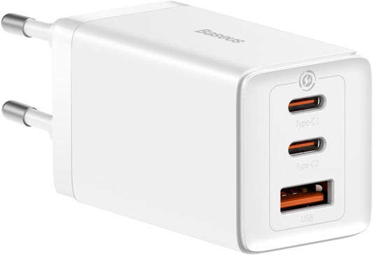 Síťová nabíječka Baseus GaN5 Pro, 65W, 3.25A, 1 x USB-A - 2 x USB-C, Bílá CCGP120202