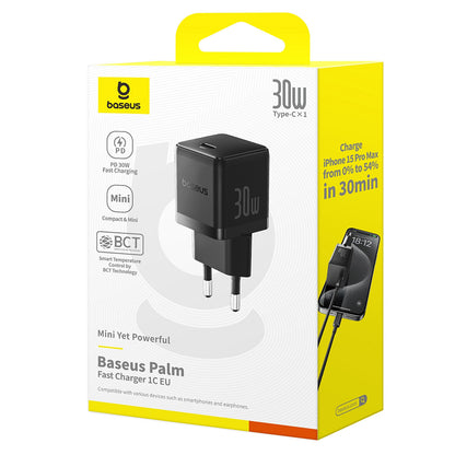 Síťová nabíječka Baseus Palm, 30W, 3A, 1 x USB-C, Černá P10111605113-00