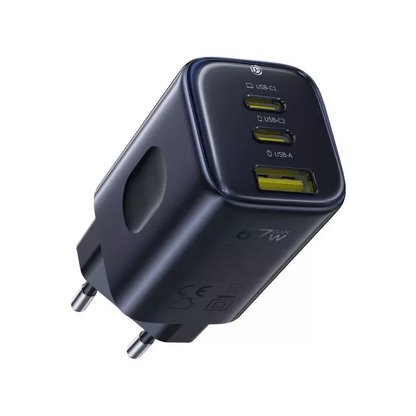 Síťová nabíječka Baseus PicoGo AE11, 67W, 1 x USB-A - 2 x USB-C, Černá E0121200