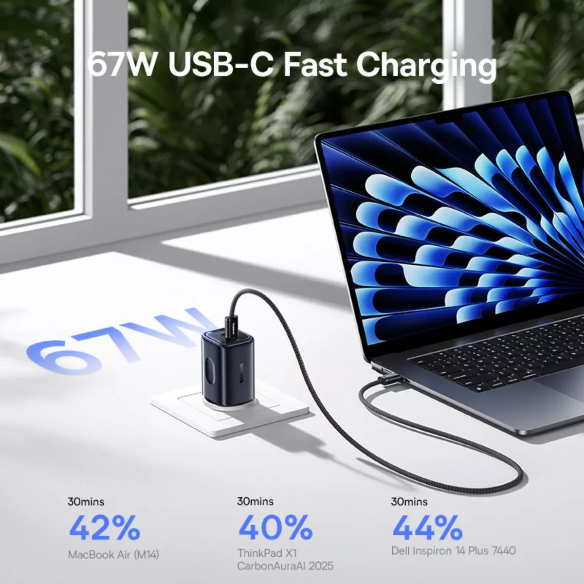 Síťová nabíječka Baseus PicoGo AE11, 67W, 1 x USB-A - 2 x USB-C, Černá E0121200