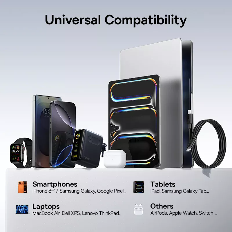 Síťová nabíječka Baseus PicoGo AE21 Display, 100W, 5A, 1 x USB-A - 2 x USB-C, Černá E0121B00