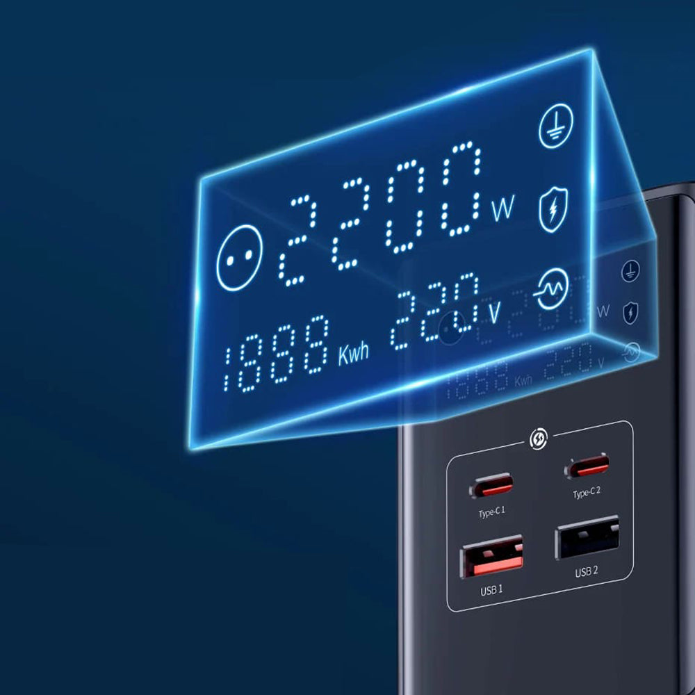 Síťová nabíječka Baseus PowerCombo, 35W, 5A, 2 x USB-A - 2 x USB-C - 3 x Schuko, Černá, Znovu zapečetěno E00023606113-00
