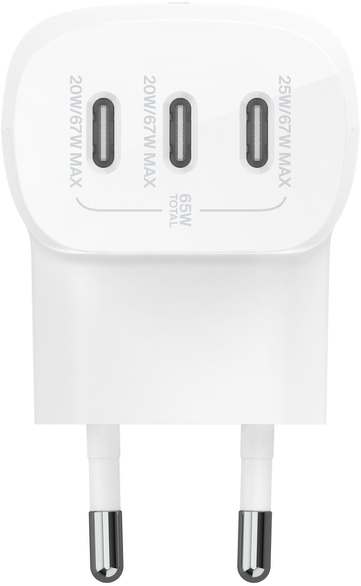 Síťová nabíječka Belkin BoostCharge, 67W, 3A, 3 x USB-C, bílá WCC002vfWH