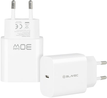 Síťová nabíječka Blavec BC-14, 30 W, 3 A, 1× USB-C, bílá