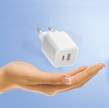 Síťová nabíječka Blueo, 35W, 3A, 1 x USB-A - 1 x USB-C, Bílá