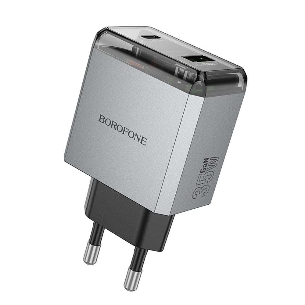 Síťová nabíječka Borofone BN20 Lena, 35W, 3A, 1 x USB-A - 1 x USB-C, šedá