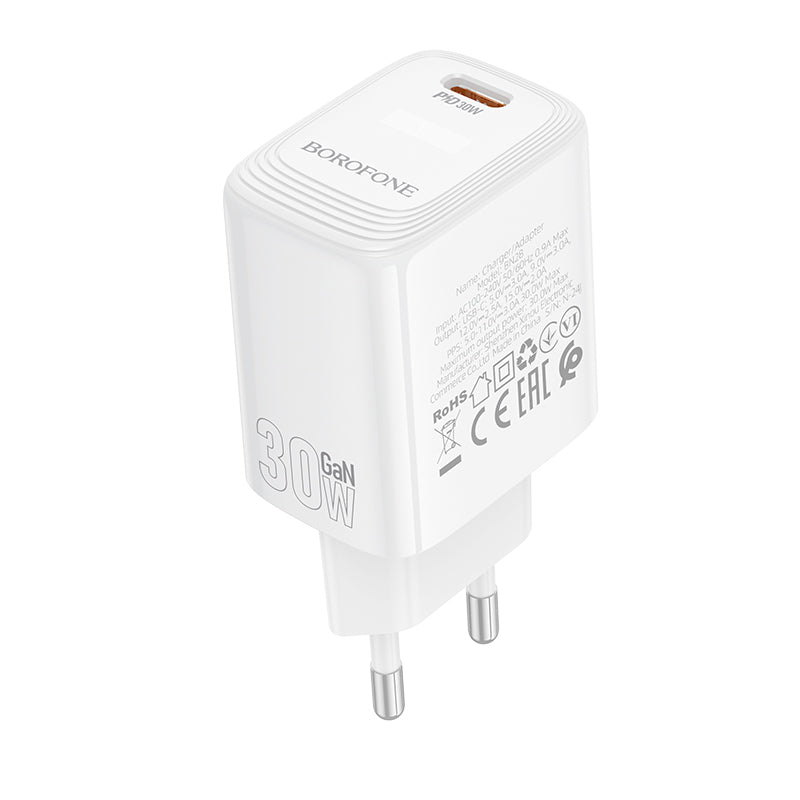 Síťová nabíječka Borofone BN28 Fuente, 30W, 3A, 1 x USB-C, Bílá